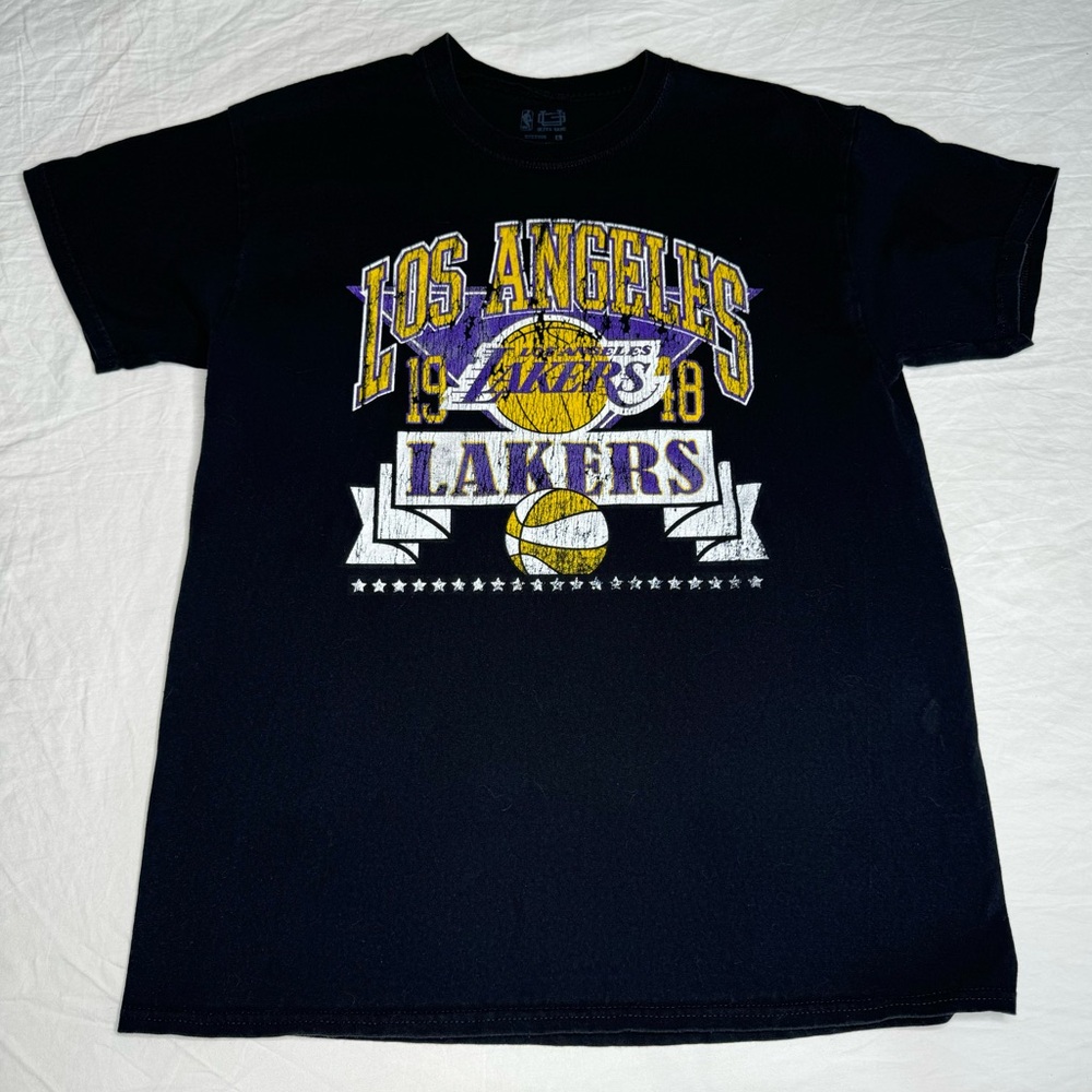 Ultra Game NBA Los Angeles Lakers Black T Shirt Double Sided Mens Size‎ L